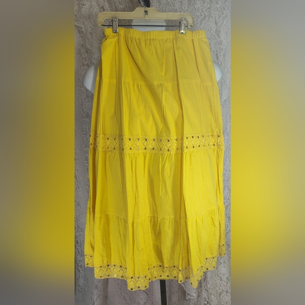 Yellow ruffle tiered skirt with Bling